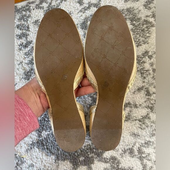 Jack Rogers Womens Contessa Flats Size 7.5 D'Orsay Woven Raffia Tan Gold - Picture 6 of 8